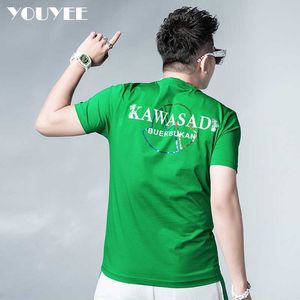 Men's T-Shirts New Design Men's TShirt Printed Fashion Ice Silk Cotton Male Handsome Bright Color Tees Young Energetic Summer Mens Clothing 5x Z0221
