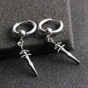 Baumelnde Ohrringe Kronleuchter Einzel Silber Farbe Dolch Ohrring Männer Edelstahl Schwert Huggie Hoops Coole Mode Rock Tattoo Schmuck 101A