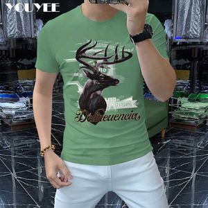 T-shirt da uomo Estate Nuovo design Maglietta da uomo Cervo Stampato Moda Uomo Cotone mercerizzato T-shirt Confortevole Uomo di alta qualità Top Abbigliamento verde Z0221