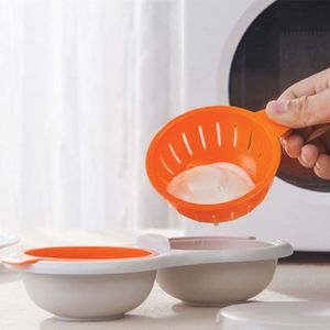 Other Kitchen Dining Bar Draining Egg Boiler Double Cup Microwave s Poacher Round Innovative Tools Stock Layer Cooker 230221