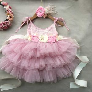 Mädchenkleider Schönes Blumenmädchen-Hochzeitskleid für Kinder, Party-Tutu-Kleid für Kinder, Blumen, Schärpen, Prinzessin, Schlinge, Sommerkleid