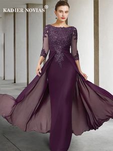 Sukienki swobodne Purple Mother of the Bride Lace na długie imprezowe kobiety Wesela Vestido de Madrinha 230221