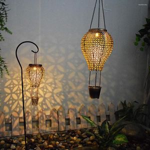 Lâmpadas de luz de balão de ar solar Lâmpadas de luz iluminação plugue de solo ornamentos de ferro lanternas de ferro requintadas criativamente