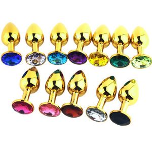 Metal Butt Plugs Plug anal de joias 3 Tamanho diferente Toys adultos brinquedos anal para homens/mulheres