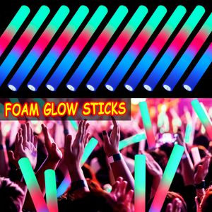 Andra evenemangsfestleveranser 12153060pcs LED Glow Sticks Bulk Colorful RGB Foam Stick Cheer Tube Light for Christmas Birthday Wedding 230221