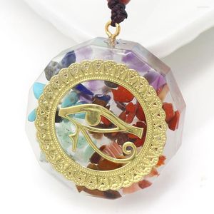 Pendant Necklaces Natural Colorful Stone Gem Healing Seven Chakra Lapis Rose Quartz Amethyst Symbol Necklace For Women 35mm