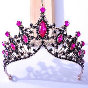 Tiaras KMVEXO Baroque Vintage Bronze Rose Purple Crystal Tiaras Crowns For Women Bride Pageant Party Diadem Wedding Hair Accessories Z0220