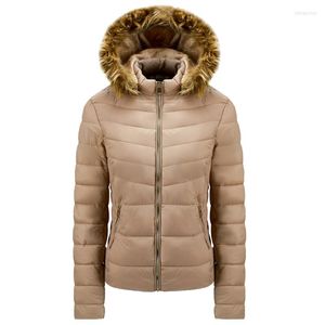 Kvinnors dikerockar 2023 Kvinnor Winter Jacket Simple Fashion Big Fur Warm Parkas Jackor för downrock Plus Size Parka Bomullsutkläder