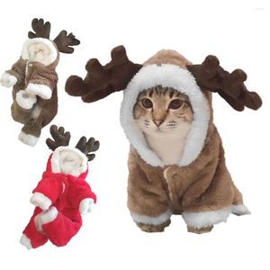 猫の衣装犬の服クリスマスコスチュームセータートナカイジャンプスーツ子猫犬のための猫猫冬の温かいフード付きコート
