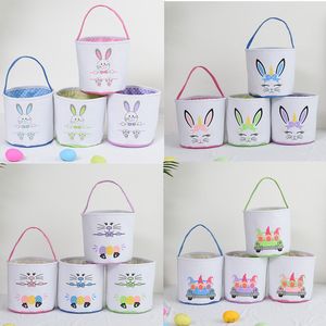 Koszyk wielkanocny torebki dla dzieci kosmyki dzianiny króliczki królik drukowane wiadro płótno płócien