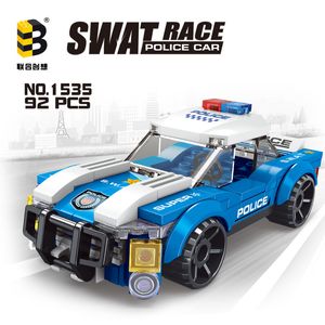 Bygga tegelstenar Toys City Swat Race Police -bilblock som ￤r inst￤llda p￥ barn i ￥ldrarna 5 och upp 92 stycken