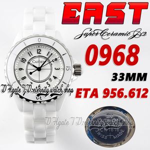 East BV0968 33 mm Women Watch Eta A956.612 Kwarc Ruch Super Ceramic Case White Dial Mander