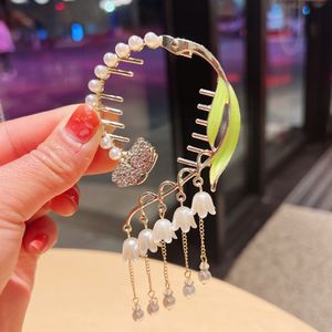 Bright Silver Ribbon Retro Fairy Wind Chime Hairpin Grab Clip Hair Claw Woman Girls Styling Barrette Headdress 1690