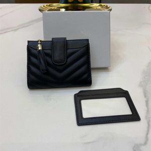 2021 Pl￥nb￶cker Fashion Designer Lady Black Classic Caviar Leather Quiltade Pl￥nbok Small Coin Purse Women Clutch med Box SL Portefeui2610