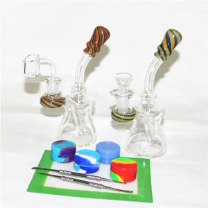 narghilè Mini Glass Beaker Bong Heady Bong mini Dab Rig Pipa ad acqua Piattaforme petrolifere spesse fumo di cera 14mm Ciotola gorgogliatore tubi di tabacco