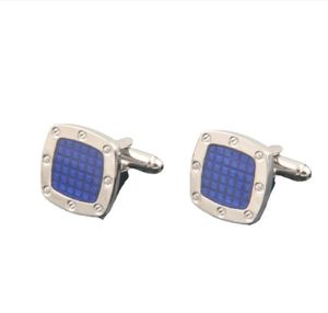 Cuff Links Luxury Cufflinks For French Man Shirt Cufflink Sier As Wedding Groomsmen Wear Pictographic cufflinks semi-transparent blue small square