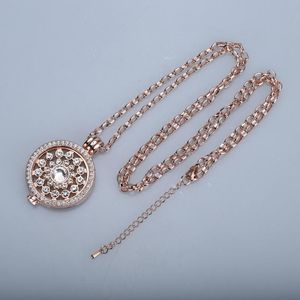 Pendant Necklaces 35mm Coin Necklace Fit 33mm Holder Women Girl Decorative Fashion Jewelry Crystal Rose GoldPendant NecklacesPendant