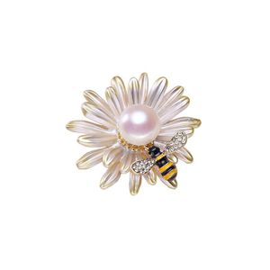 Jewelry Settings Wholesale Fashion Luxury Pearls Brooch Mount Bling Daisy Bee Rhinestone Flower Golden Drop Del Dhzdv