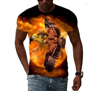 Erkekler Tişörtler Erkek Yaz Moda T-Shirt Kişilik Kartal Bird Grafik 3D Baskı Sokağı Genç Trendi Büyük Boyu O Boyun Kısa Kollu