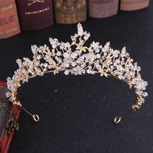 Tiaras Kmvexo Trendy Barock Crystal Luxury Wedding Crowns Handgjorda pärlor för brud Tiaras Fashion Queen Headpiece Hårtillbehör Z0220