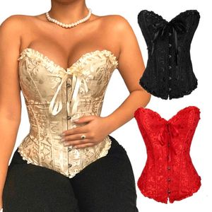 Bustiers Corsets女性コルセットエロティックジップフローラルトップビスチャーランジェリーブロケードビクトリア朝のファッションドロップセクシーレースプラスサイズバスティア