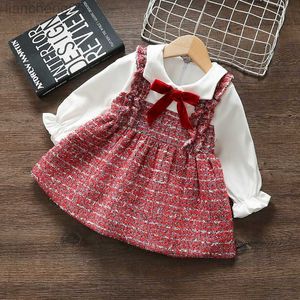 Flickans klänningar 2021 Autumn Girls Dresses For Baby Söt långärmad klänning Spädbarn Baby Girl Clothes Birthday Princess Dress Toddler Girl Clothing W0221