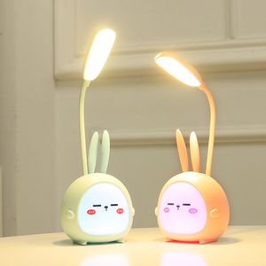 휴대용 LED 데스크 램프 접이식 가벼운 가벼운 귀여운 만화 데스크 램프 USB 충동 LED 독서 가벼운 눈 보호 화려한 밤 빛