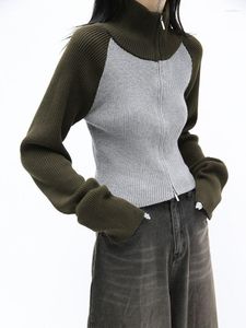 Женские футболки T Укороченные кардиганские женские свитер Корейскую модную модную вязаные изделия в родий