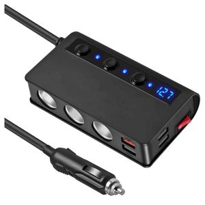 Elettronica TR24 3 presa 4usb180w ad alta potenza ricarica rapida adattatore per accendisigari splitter Qc3.0 caricabatteria per auto con interruttore