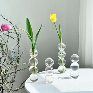 Planteros Pots Flower Vase Nordic Glass Bubble Bottle Decoración del hogar Creative Transparent Hydroponic Wedding Table 230220