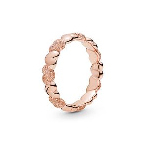 Rose Gold Matte Prilliance Heart Band Ring For Pandora 925 Sterling Silver Wedding Jewelry for Women Girlfriend Gift Gift Rings مع مجموعة صندوق البيع بالتجزئة الأصلي