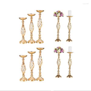 Party Decoration 10st Gold Vase Candle Holder Wedding Road Lead Table Centerpiece Pillar Banquet