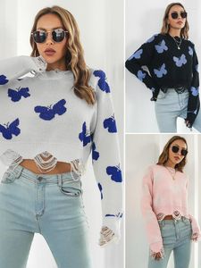 Blusas femininas kalevest y2k cinza harajuku pulôver casual roupas vintage mulheres suéter o-pescoço 2023 borboleta