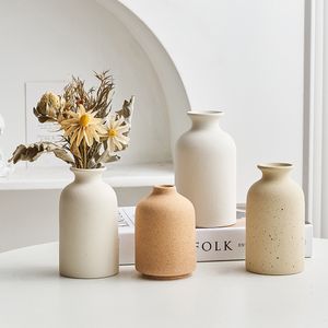 Vases Simple Frosted Ceramic Vase Nordic Home Living Room Decoration Cachepot for Flowers Desk Table Wedding 230221