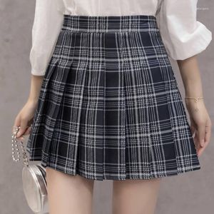 Skirts Good Quality Summer Women's High Waist Plaid Skirt A-line Pleated Shorts Women Cute Sweet Girls Casual Kawaii