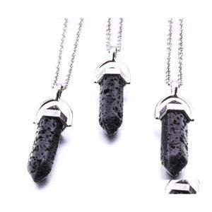 Hanger kettingen zeshoekig prisma zwarte lava stenen ketting aromatherapie etherische olie per diffuser sieraden vrouwen drop levering penda dhdlp