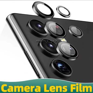 for Samsung Galaxy S23 Ultra Camera Lens Protector 9H Tempered Glass Metal Ring Camera Cover Screen Protector Case Friendly Night Shot Mode HD Clear s23plus s22