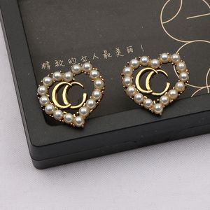 Mode öronklassiker stud kvinnor örhänge designers örhängen bokstav guld pläterad geometri varumärke kristall strass bröllop fest juveler