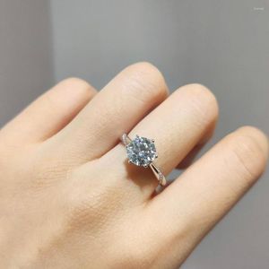 Pierścienie klastrowe Autentyczny kolor 6,5 mm moissanite Pierścień 925 SREBROR