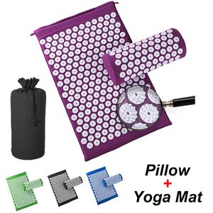 Yoga Mats Kuznetsovs Mat Digitopressione Applicatore Back Pain Relief Needle Pad Eco Pranamat Set di cuscini Borsa regalo Massaggiatore 230221