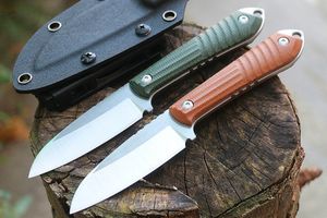 Hot M6699 Survival Straight Knife 14C28N Satin Blade CNC Full Tang Flax Handle Outdoor Camping Hiking Hunting Fixed Blade Knives with Kydex