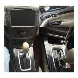 Adesivos de carro Carstyling 3d5d fibra de fibra de carbono console de cor de cor de cor de cor de moldagem adesivos para nissan sentra sylphy 2012 dhz2q