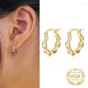 Hoop Earrings 2023 Brushed Rope Women Stud S925 Sterling Silver Fashion Fine Jewelry Matte Gold Plated For
