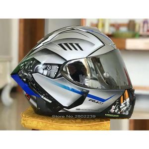 Caschi moto Shoei X14 Casco Xfourteen Yzfr1M Edizione speciale Sier Fl Face Racing Casco De Motocicleta Drop Delivery Mobiles Dh130