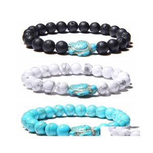 Charm Bracelets Turquoises Stone Beads Blue Tortoise Bracelet For Women Men Lucky Energy Jewelry Gifts Drop Delivery Dhyn9