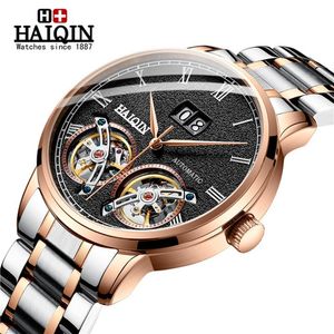 Wristwatches Automatic Mechanical HAIQIN Mens Watch Top Stainless Steel Business Men Wristwatch Sports Waterproof Calendar Clock Wristwatche