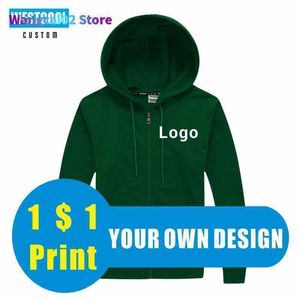 11 Farben dünner Kapuzenpullover mit individueller Stickerei, personalisierter Markentext, Foto, günstiger Reißverschluss-Hoodie WESTCOOL 022023H 022123H