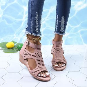 Sandals Womens Fashion Wedges Shoes For Hollow Out High Heel Shoe Blue Summer Women Plus Size 43 230220