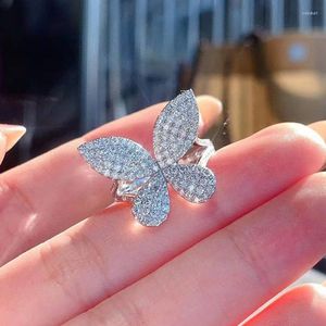 Klusterringar mode romantisk fjärilsring full inlagd bländande liten zirkon 2023 utsökta smycken för kvinnor bröllopsengagemang gåvor