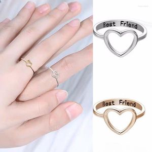Wedding Rings Women On Fingers Heart Hollow Friends Sweet Gift For Teen Girls Size 6-10 You Can Wear Everyday Gold Simple